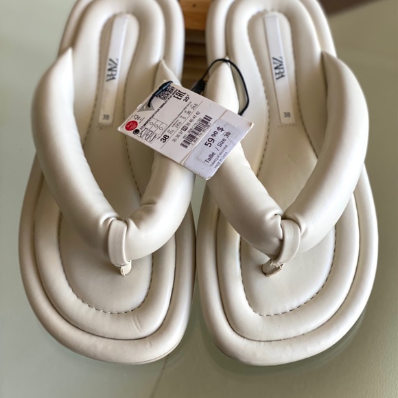 Y2K cushioned chunky platform white flip flops/ 6.5 women’s for spring summer - Picture 4 of 9